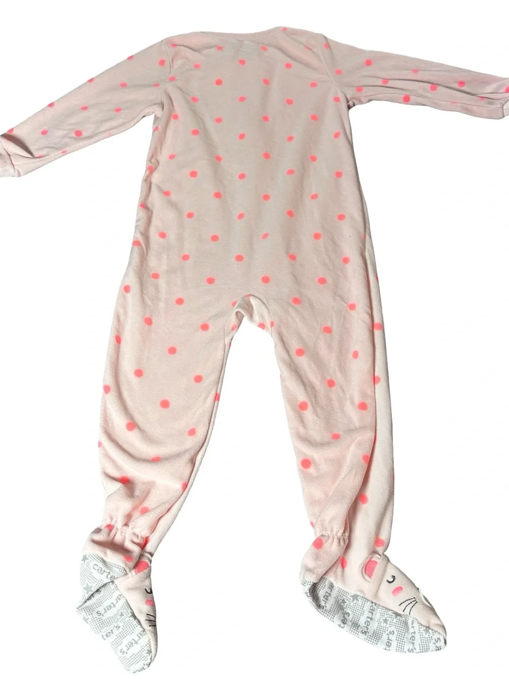 Carter’s Toddler 3T Pink Polka Dot Mouse Footed Fleece Pajamas